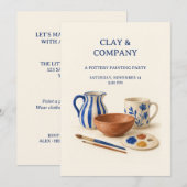 Clay and Company 陶芸ペイントパーティー招待状 招待状 (正面/裏面)