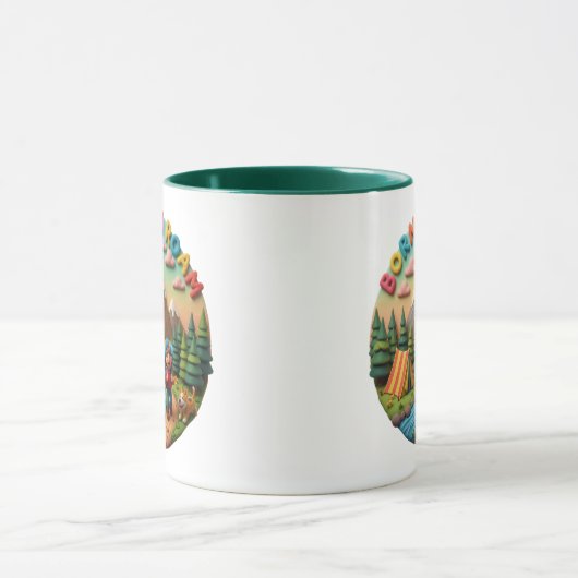 Clay Art “Born to Roam” Camping Adventure Scene マグカップ (中央)