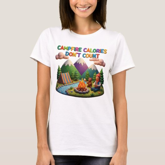 Clay Art “Campfire Calories Don’t Count” Scene Tシャツ (正面)