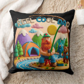 Clay Art “Reel Cool Dad” Fishing Scene Design クッション (ブランケット)