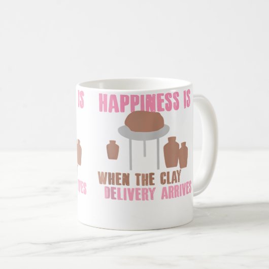 Clay Delivery Happiness Pottery Design コーヒーマグカップ (正面右)