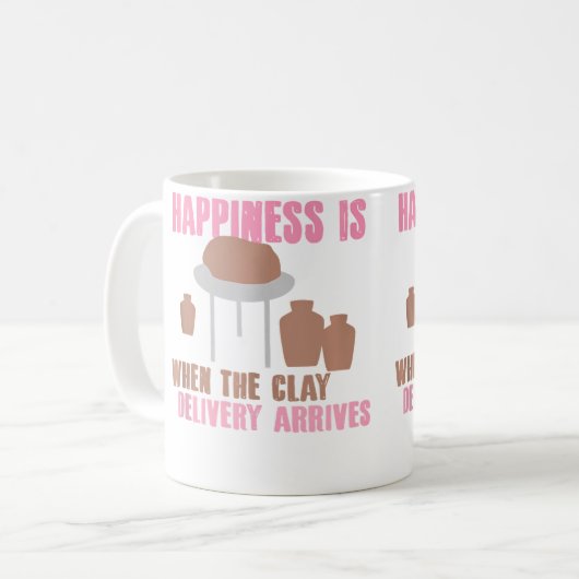 Clay Delivery Happiness Pottery Design コーヒーマグカップ (正面左)
