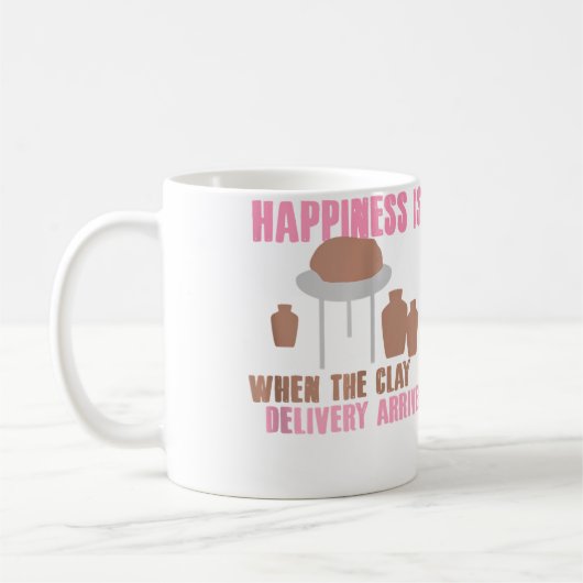 Clay Delivery Happiness Pottery Design コーヒーマグカップ (左)