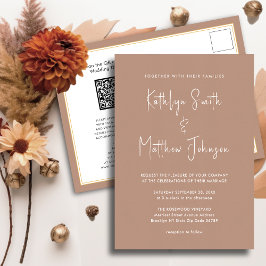 Clay QR Code All In モダン One Script Chic 結婚's インビテーションポストカード