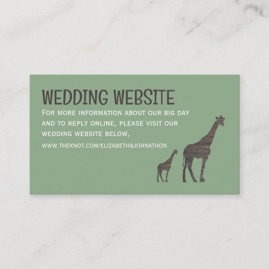 Clay Safari GiraffeのWebサイ素朴結婚ト エンクロージャーカード (正面)