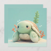 Clay Sea Turtle in Underwater Coral Reef Postcard (正面/裏面)