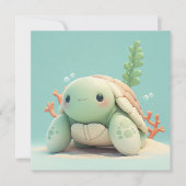 Clay Sea Turtle in Underwater Coral Reef Postcard (正面)