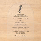 Clay Seahorse Beach Wedding アクリル招待状 (正面)