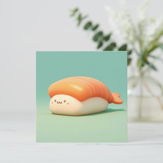 Clay Shrimp Nigiri Sushi Illustration Postcard (スタンド正面)