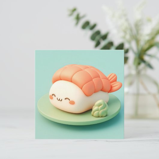 Clay Shrimp Nigiri Sushi with Wasabi Postcard (スタンド正面)