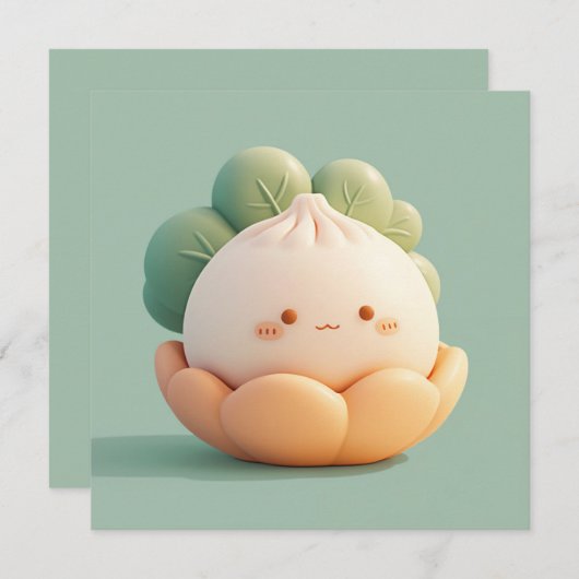 Clay Steamed Dumpling in Floral Bloom Postcard (正面/裏面)