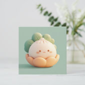 Clay Steamed Dumpling in Floral Bloom Postcard (スタンド正面)