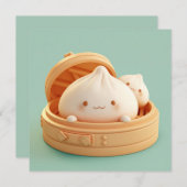 Clay Steamed Dumplings in Bamboo Basket Postcard (正面/裏面)