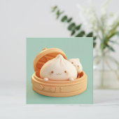 Clay Steamed Dumplings in Bamboo Basket Postcard (スタンド正面)