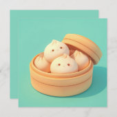 Clay Steamed Dumplings in Bamboo Steamer Postcard (正面/裏面)