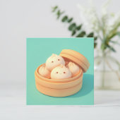 Clay Steamed Dumplings in Bamboo Steamer Postcard (スタンド正面)