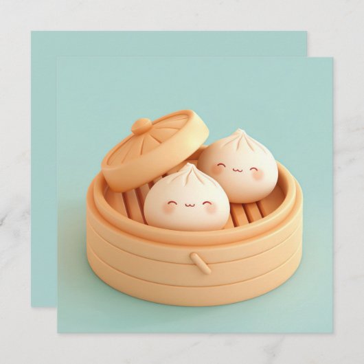 Clay Steamed Dumplings in Bamboo Steamer Postcard (正面/裏面)