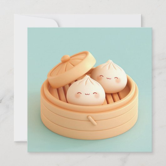 Clay Steamed Dumplings in Bamboo Steamer Postcard (正面)