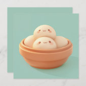 Clay Steamed Dumplings in Orange Bowl Postcard (正面/裏面)