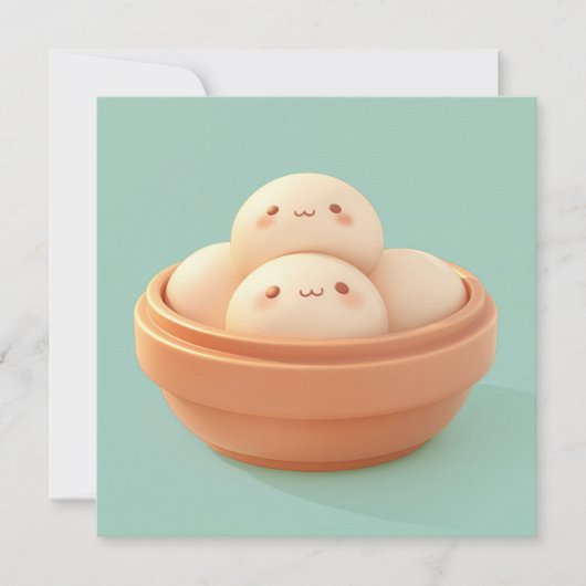 Clay Steamed Dumplings in Orange Bowl Postcard (正面)