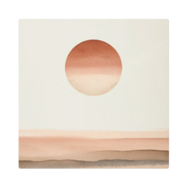 Clay Sun Abstract Art in Japandi Style メタルプリント