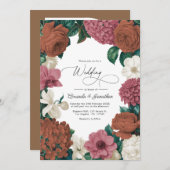 Clay Terracotta, Desert Rose & Pale Oat Wedding 招待状 (正面/裏面)