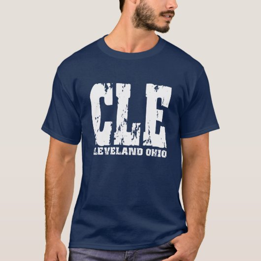 CLEクリーブランド、オハイオ州のTシャツメンズ及びレディーススタイル Tシャツ (正面)