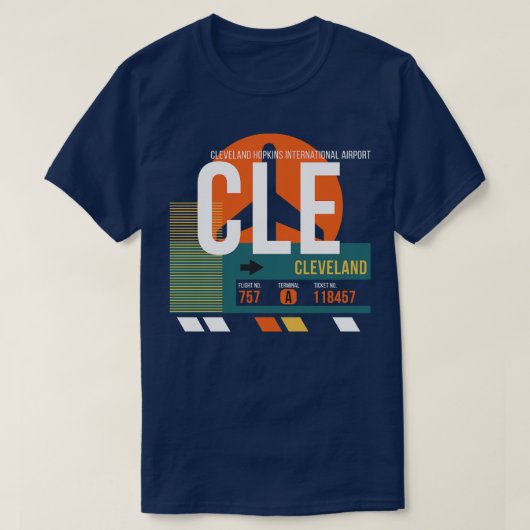 CLE空港コードバゲージラベル Tシャツ (デザイン正面)
