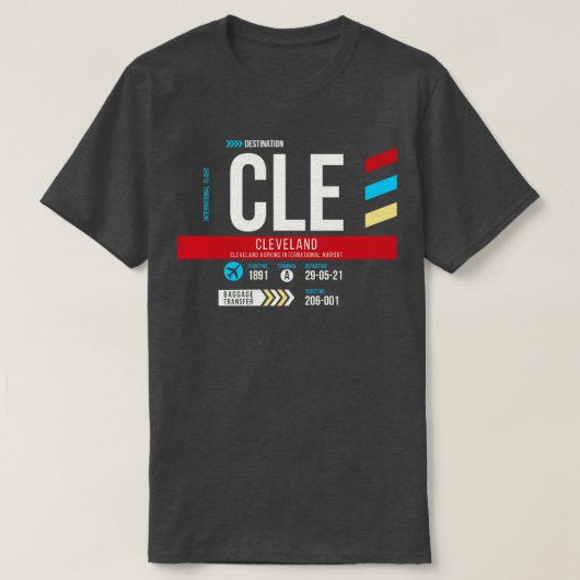 CLE空港コード手荷物ラベル1 Tシャツ (デザイン正面)
