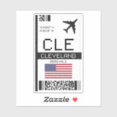 CLE Cleveland, Ohioボーディングパス – 空港旅行 シール (シート)