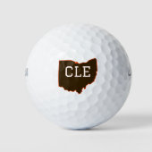 CLE Cleveland Ohio State Shape ゴルフボール (正面)