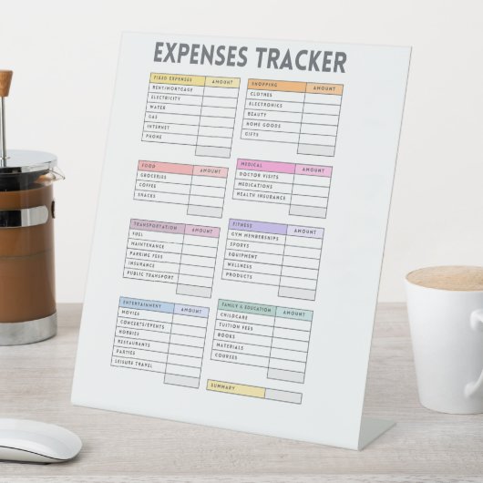 Clean カラフル Rainbow Expending Expenses Tracker 台座サイン (インサイチュ)