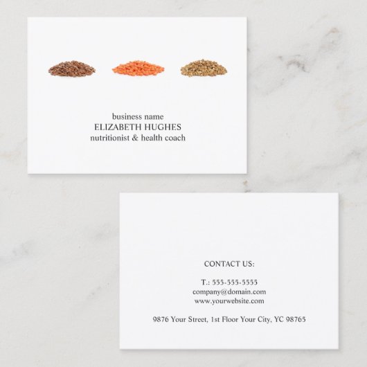 Clean モダン Seeds写真栄養士 名刺 (正面/裏面)