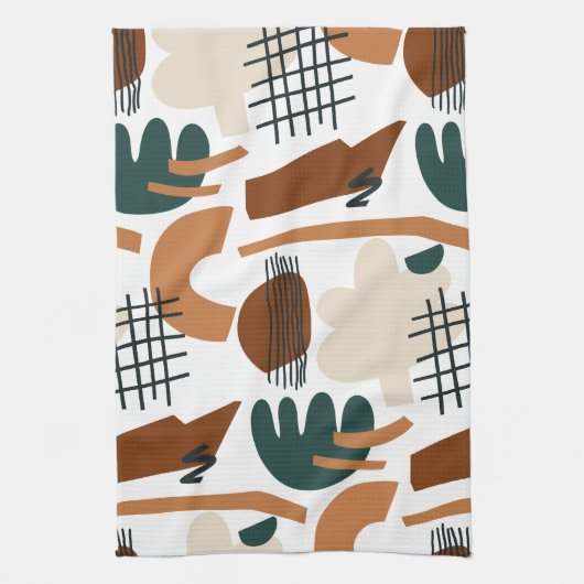 Clean Abstract Boho Pattern | Modern Minimal キッチンタオル (縦)