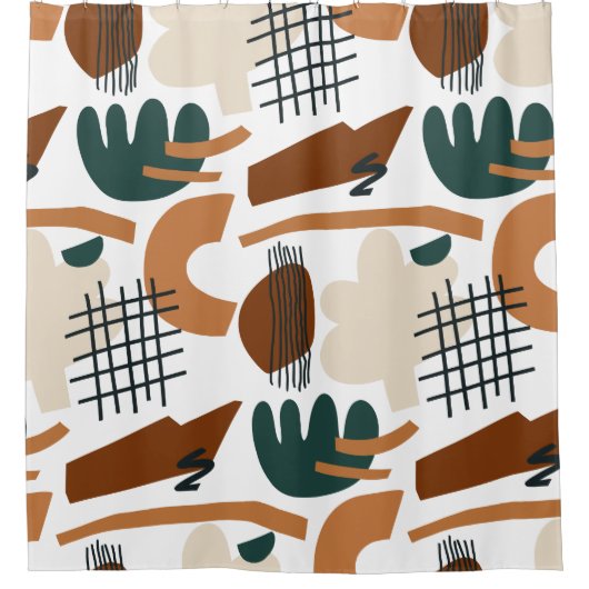 Clean Abstract Boho Pattern | Modern Minimal シャワーカーテン (正面)