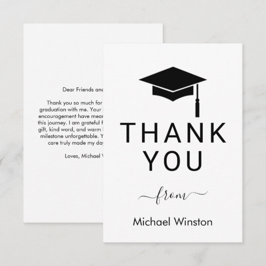 Clean and Chic Graduation Thank You Card サンキューカード (正面/裏面)