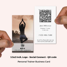 Clean Approachable Photo Logo Personal Trainer  名刺