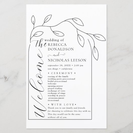 Clean Arch文字スクリプト結婚式 プログラム (正面)