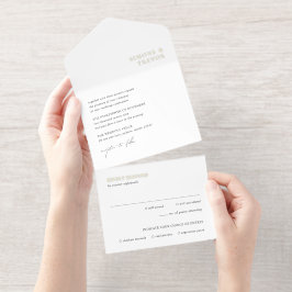 Clean Black and White Modern Wedding オールインワン招待状