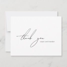 Clean Black and White Modern Wedding サンキューカード