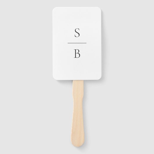 Clean Black and White Monogram Modern Wedding ハンドファン (正面)