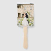 Clean Black and White Monogram Modern Wedding ハンドファン (裏面)