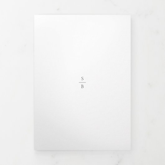 Clean Black and White Monogram Modern Wedding 三つ折り招待状 (カバー)