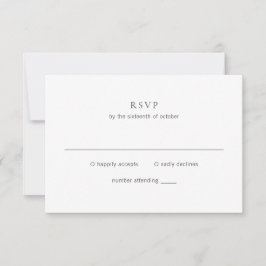Clean Black and White Monogram Modern Wedding 出欠カード