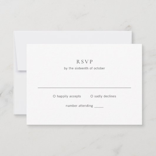 Clean Black and White Monogram Modern Wedding 出欠カード (正面)