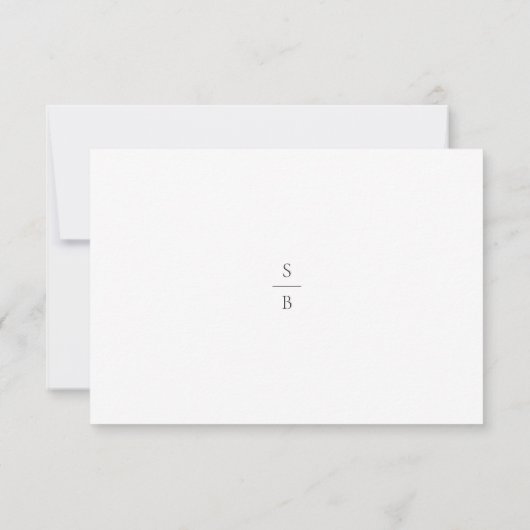 Clean Black and White Monogram Modern Wedding 出欠カード (裏面)