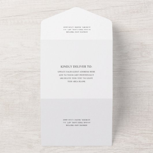 Clean Black and White QR Code Modern Wedding オールインワン招待状 (外側)