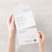 Clean Black and White QR Code Modern Wedding オールインワン招待状 (貼ってはがせる)