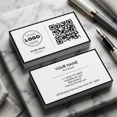 Clean Black White Minimalist QR Code Logo 名刺