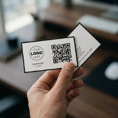 Clean Black White Minimalist QR Code Logo 名刺